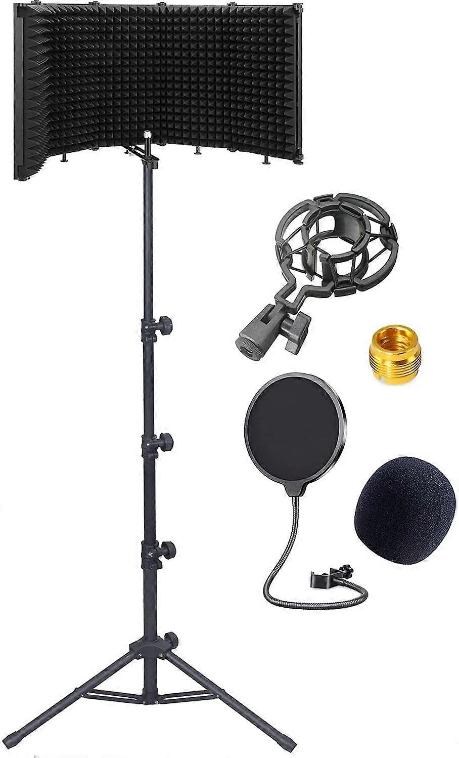 Microphone Isolation Shield with Height Adjustable Stand Compatible with Blue Yeti and AT2020