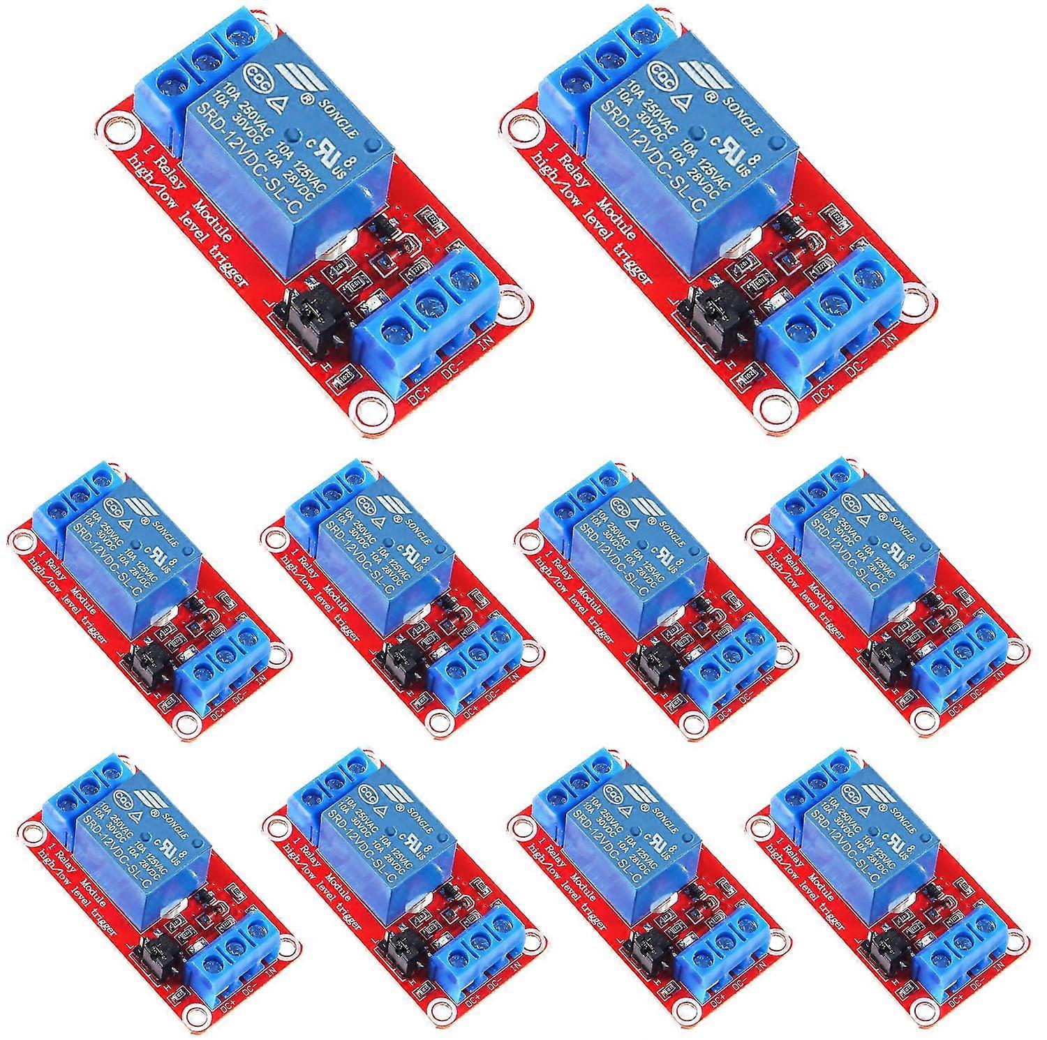 10pcs Relay Module 12V 1 Channel Optocoupler Isolation  Low Level Trigger for Arduino