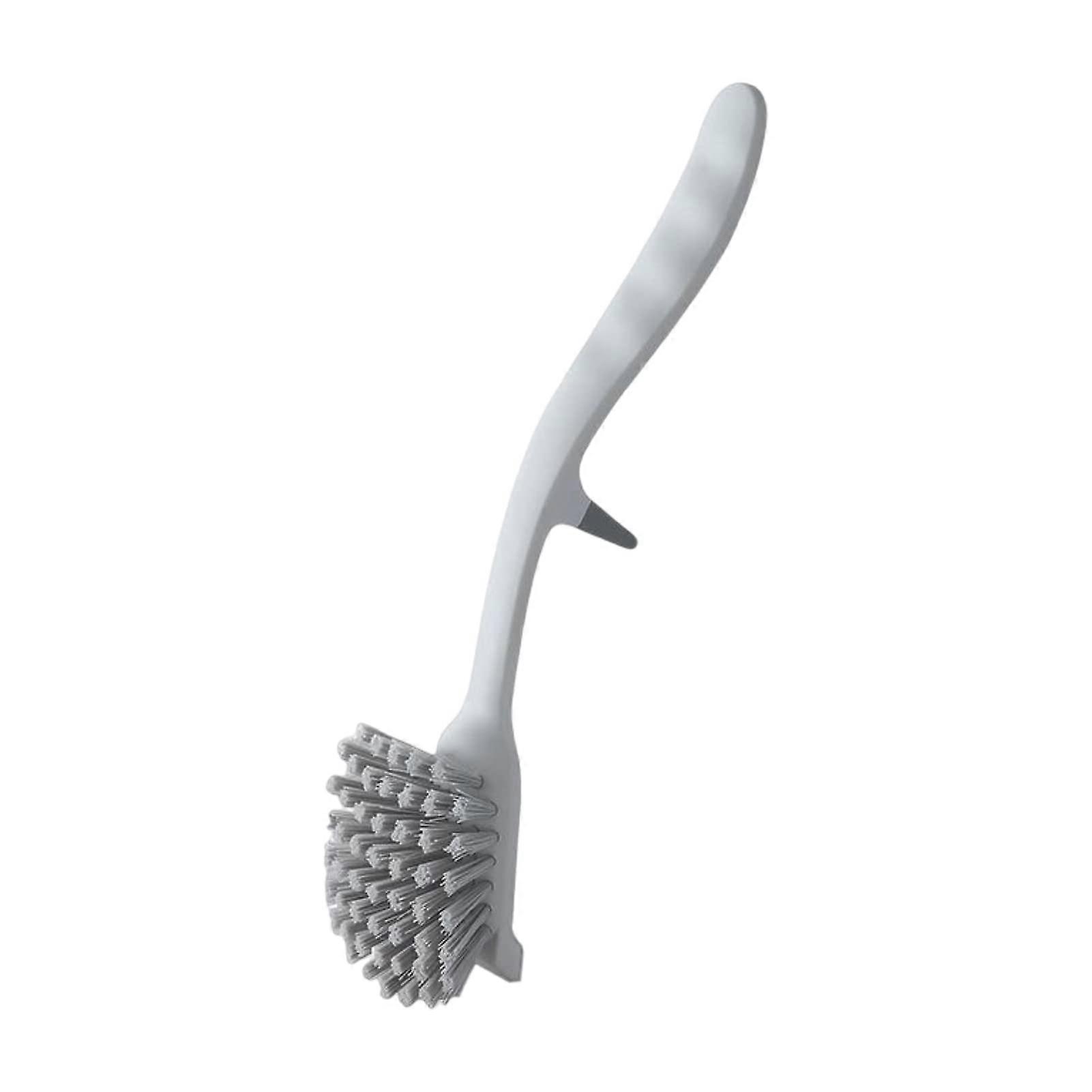 Dishwashing Brush with Scraper, Deep Clean Bristles and Ergonomic AntiSlip Handle, Grey