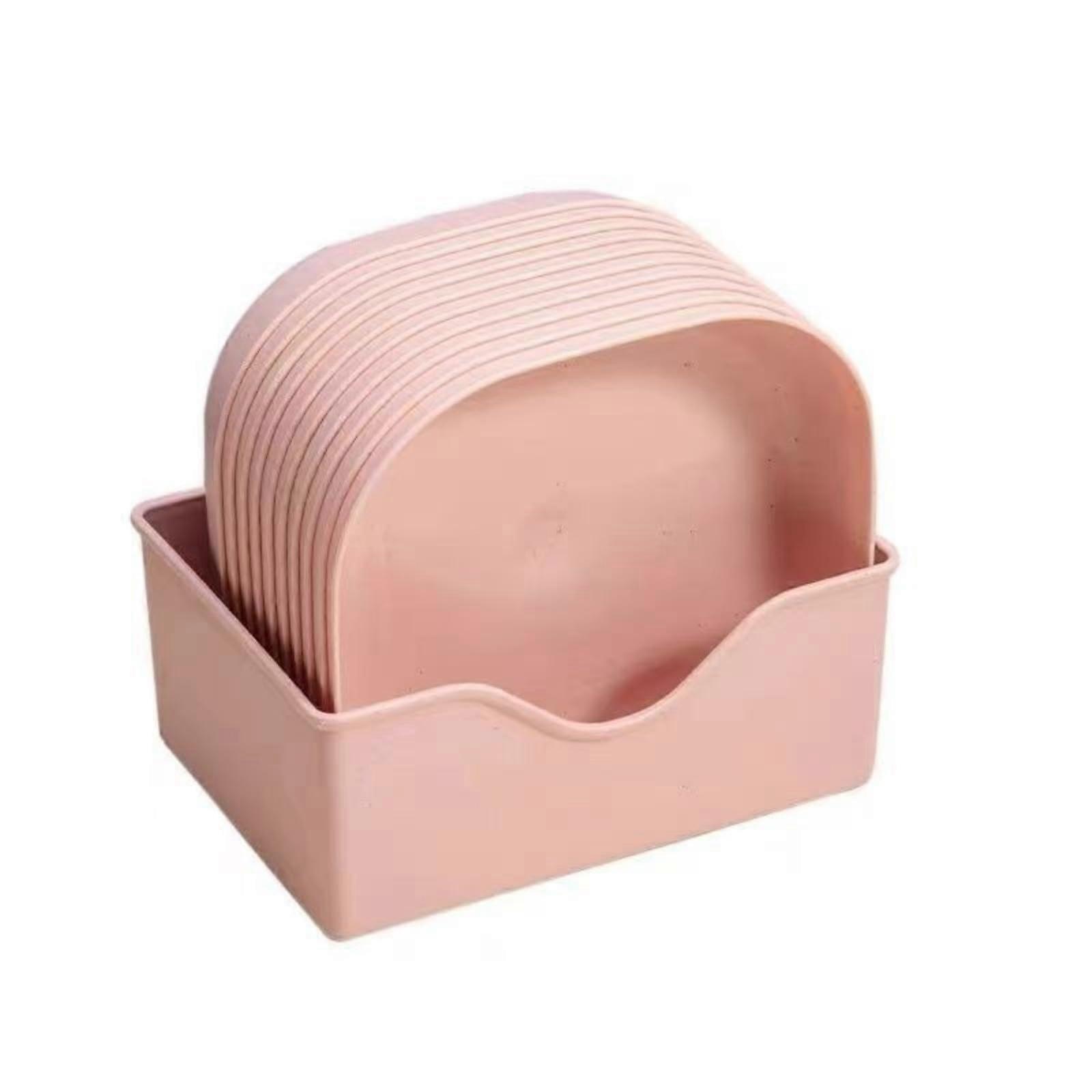 Dish Rack for 10 Plates Space Saving Nordic Style Straw Material Plate Organizer for Kitchen