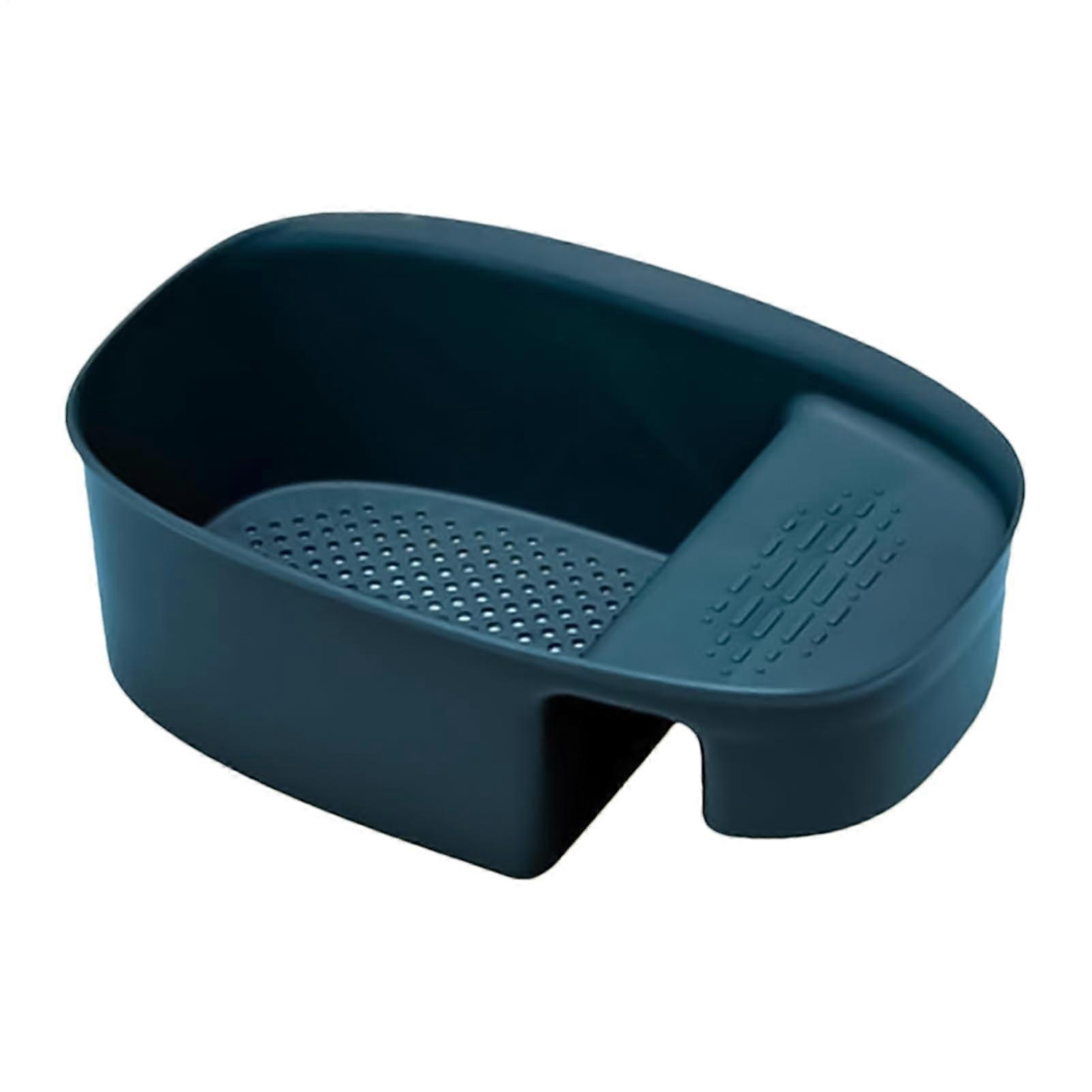 Kitchen Sink Strainer Over Sink Colander with Clog Drain, Adjustable Saddle Rack, Blue