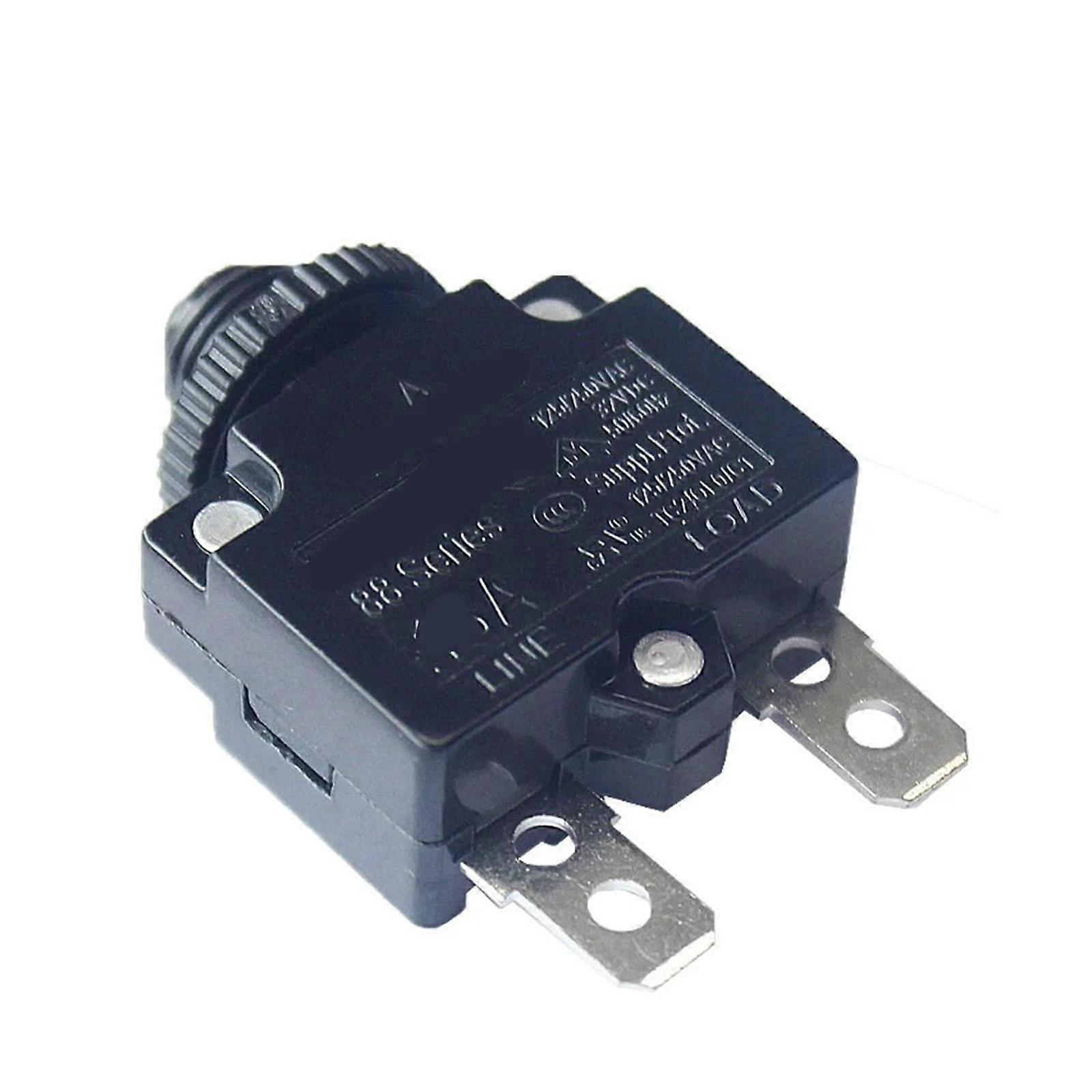 13A Resettable Circuit Breaker with Manual Reset Button, Black Thermal Switch Overload Protector