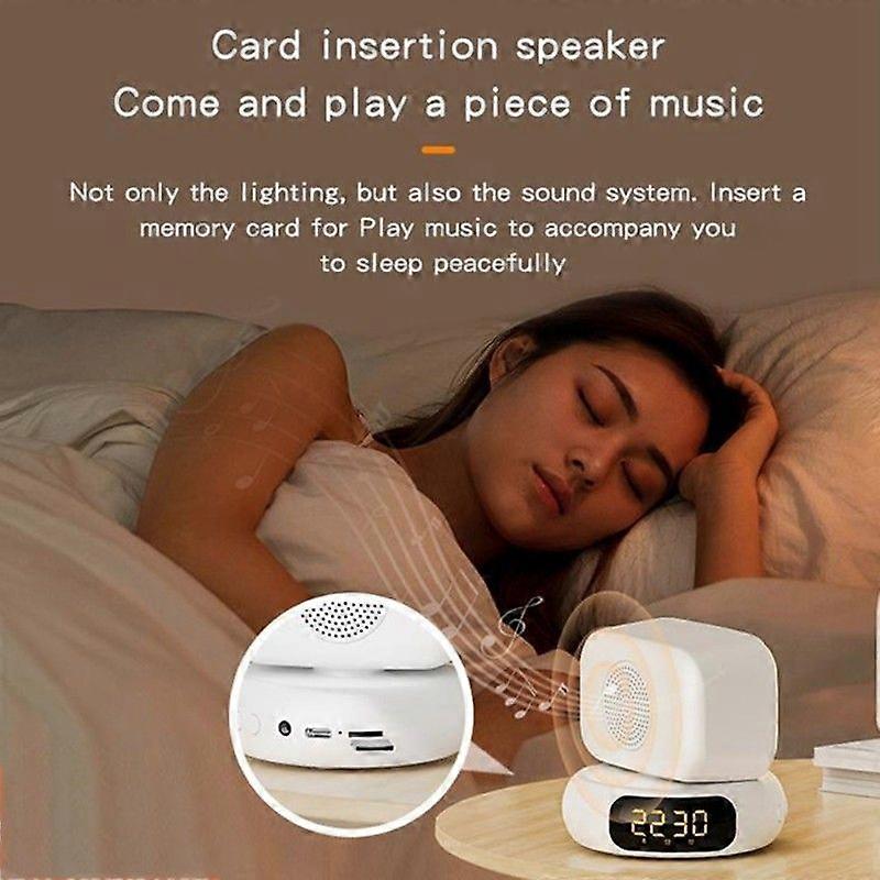 Multifunctional Bluetooth Speaker with Alarm Clock, LED Desk Lamp & Rotating Clock,2pcs