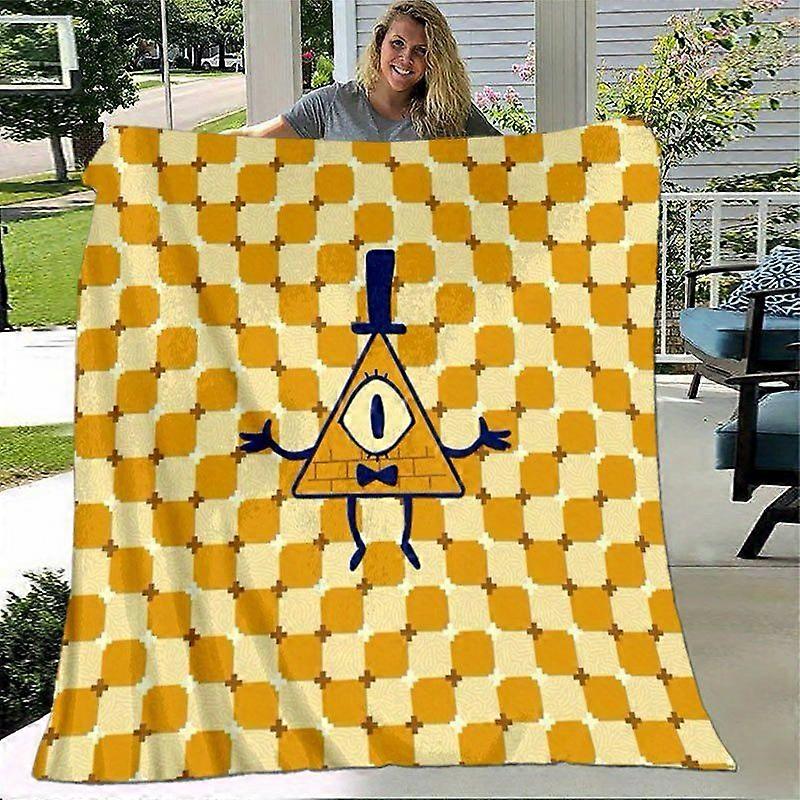 Gravity Falls Bill Cipher Blanket  Soft Flannel Throw with Eye Triangle Pattern