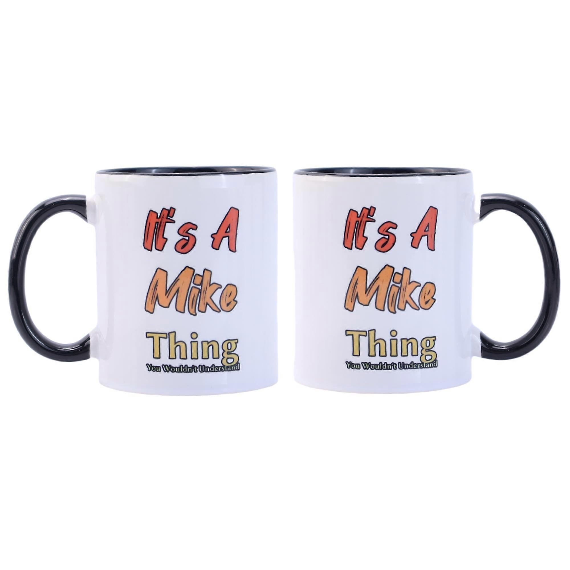 Coffee Mug White Ceramic with Black Handle 11oz Microwave Dishwasher Safe DoubleSided Print