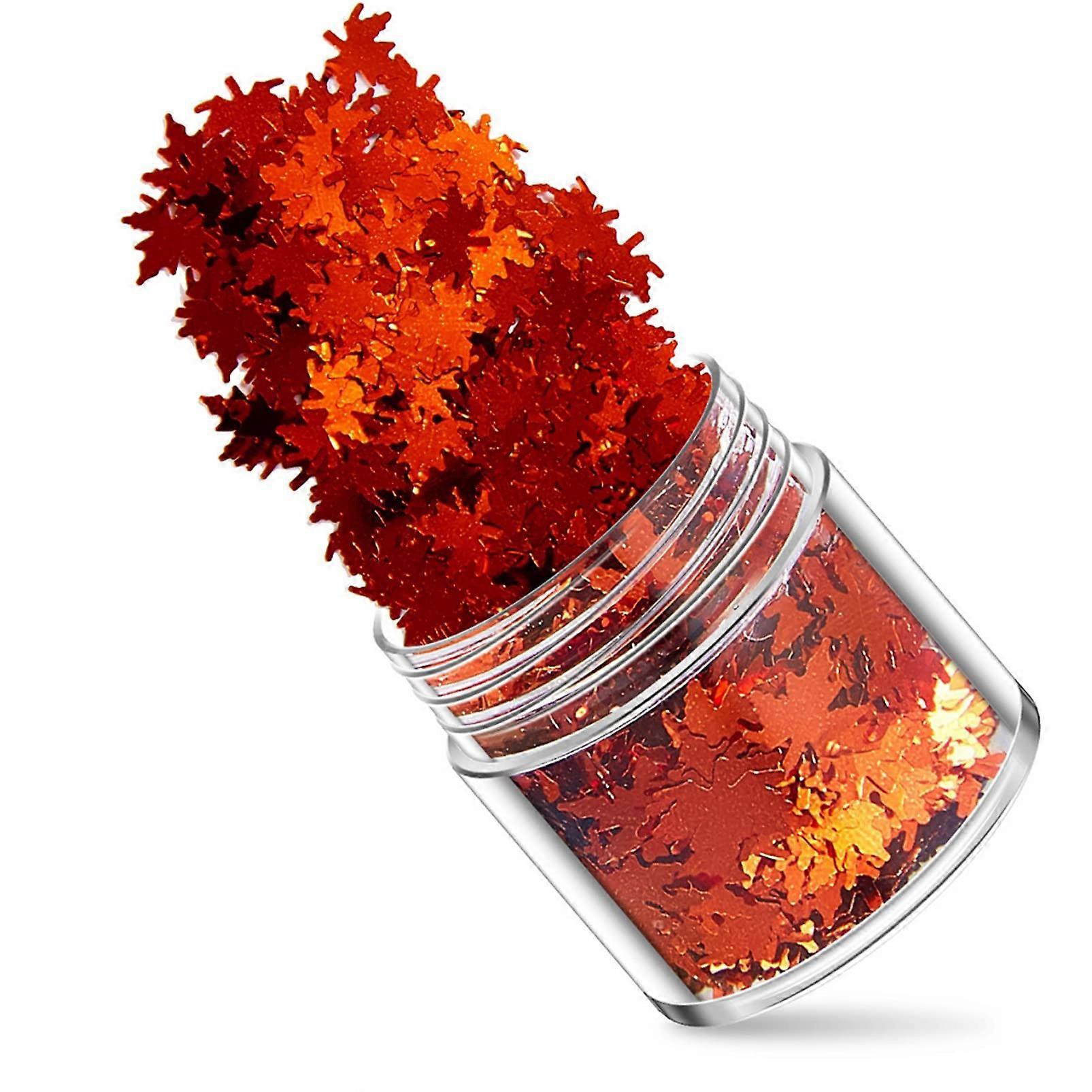 12 Boxes Nail Art Glitter Brick Red Maple Leaf Sequins Set for Manicure Decorations