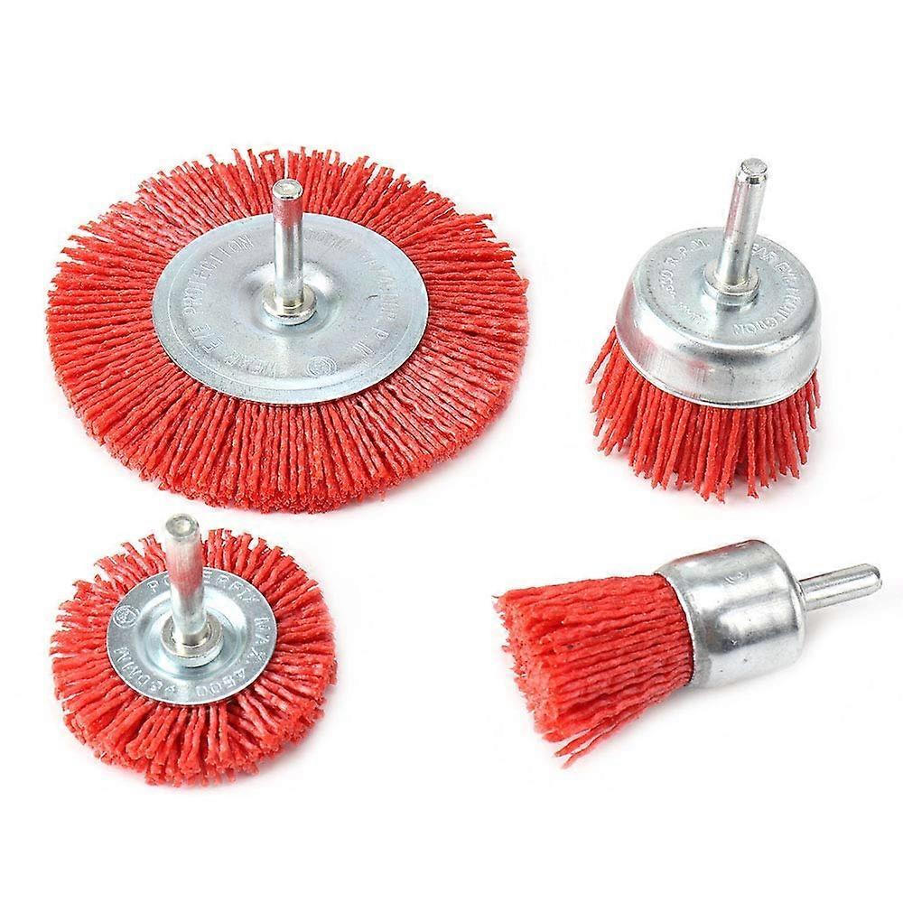 4Pcs Nylon Cup Brush Kit for Drill with 1/4 Inch Shank, Damage Surface Cleaning and Prep
