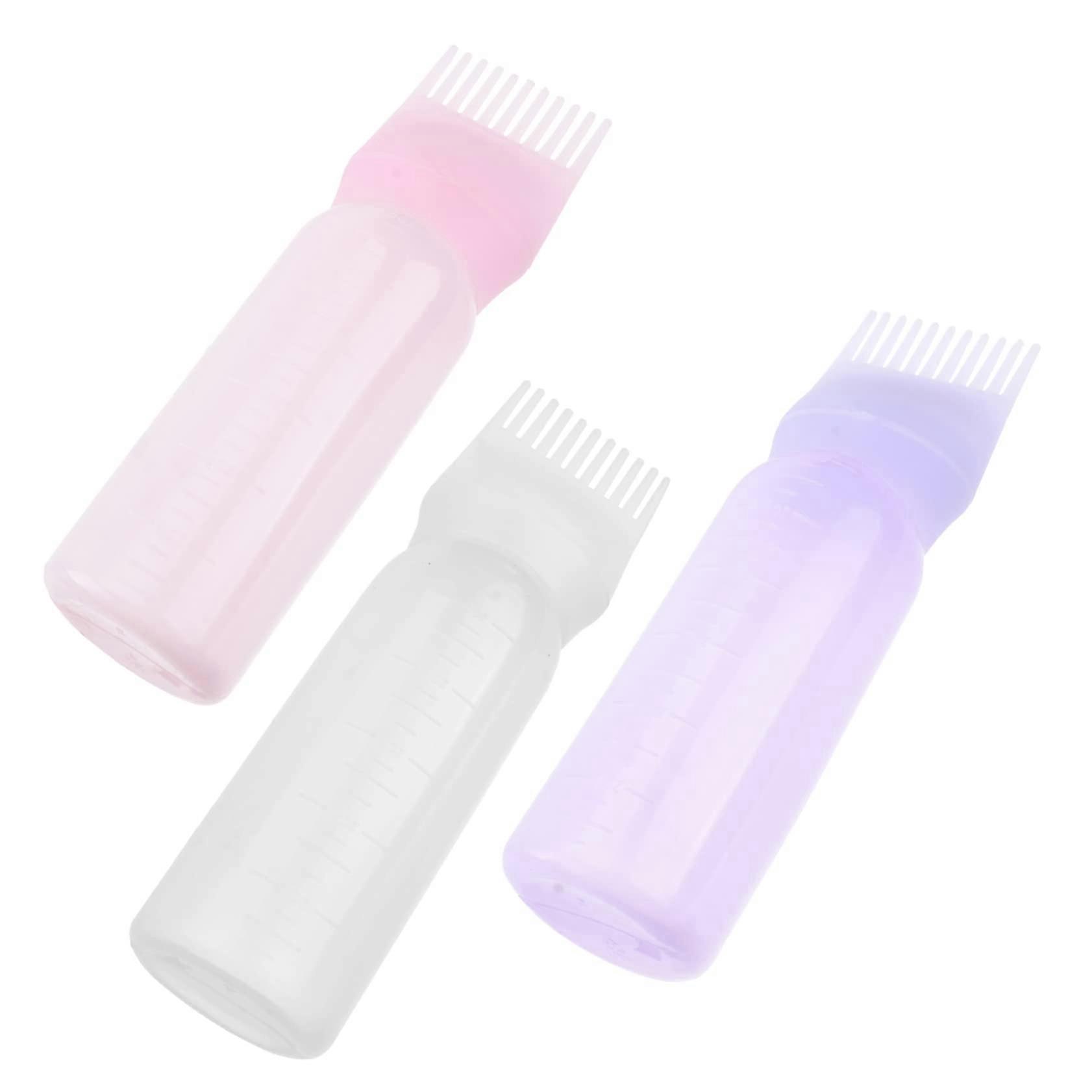 3pcs Hair Dye Applicator Bottle with Comb and Scale Lines for Precise Root Application
