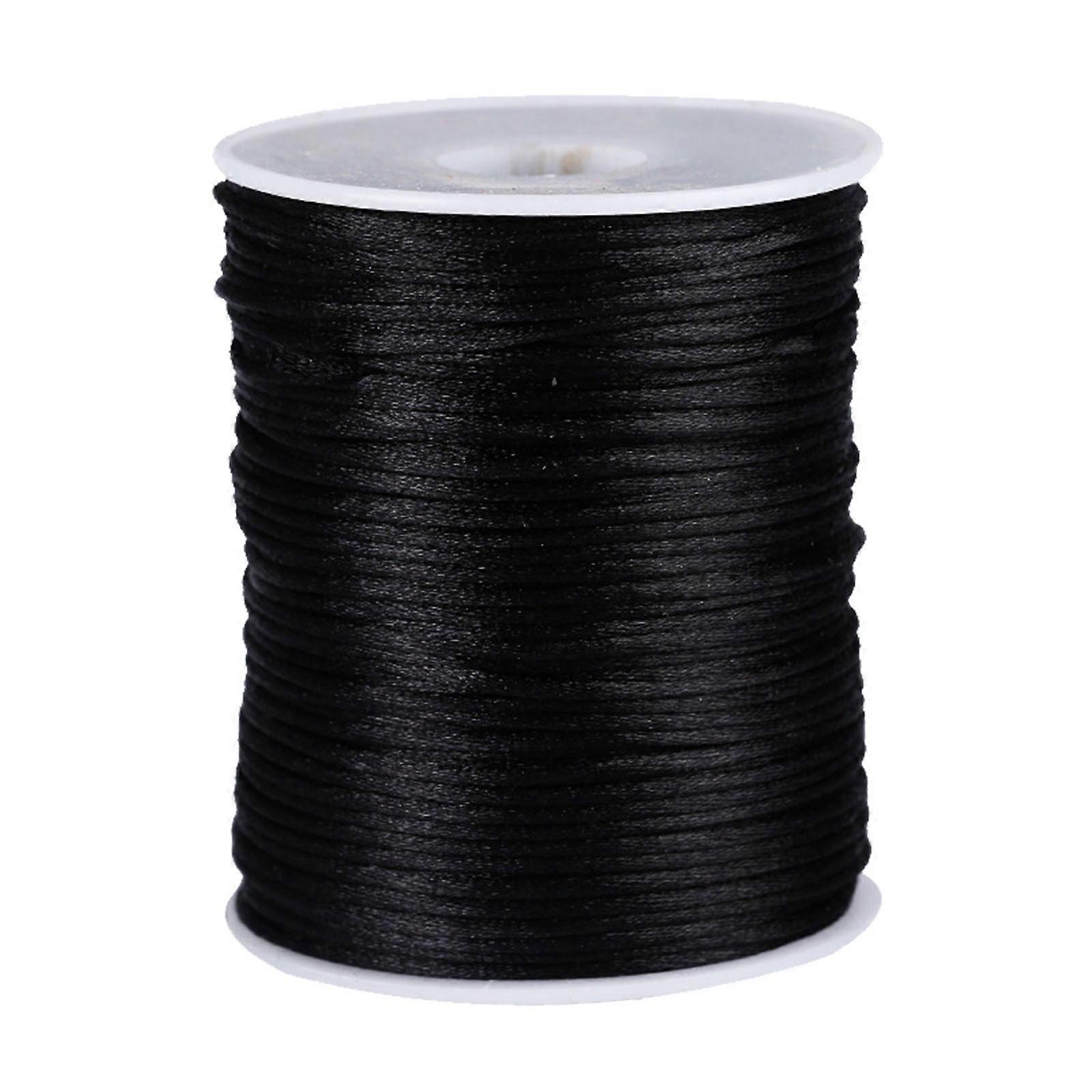 1pc 2mm Black Elastic Cord for Bracelet Making, Stretch Beading Thread, Durable & Versatile DIY String, Compatible with Jewelry Tools