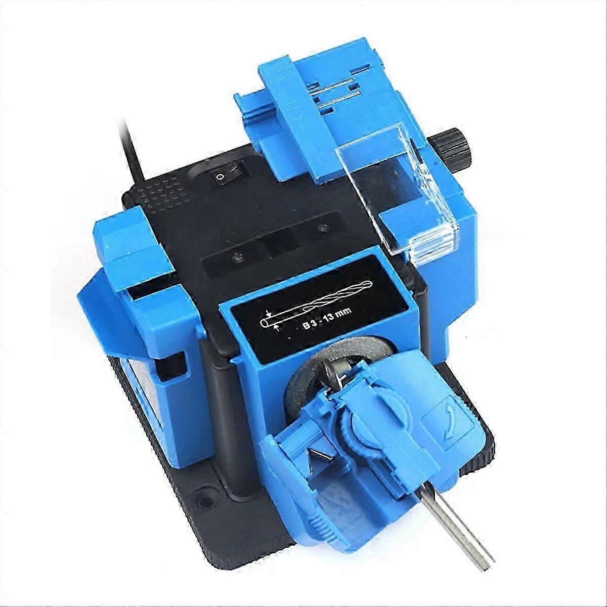 Drill Bit Sharpener Multifunction Electric Sharpener Drill Bit Sharpening Tools Angle Adjustable Dri,EU Plug,Blue-jianc