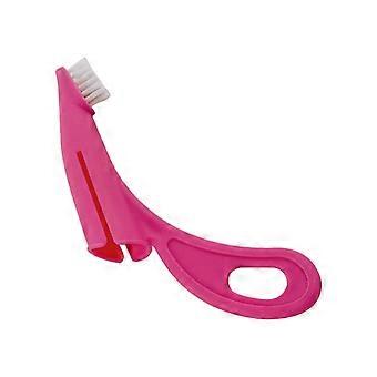 Pet Finger Toothbrush for Dogs and Cats with Soft Nylon Bristles, Easy Clean, Hot Pink, 1 Count