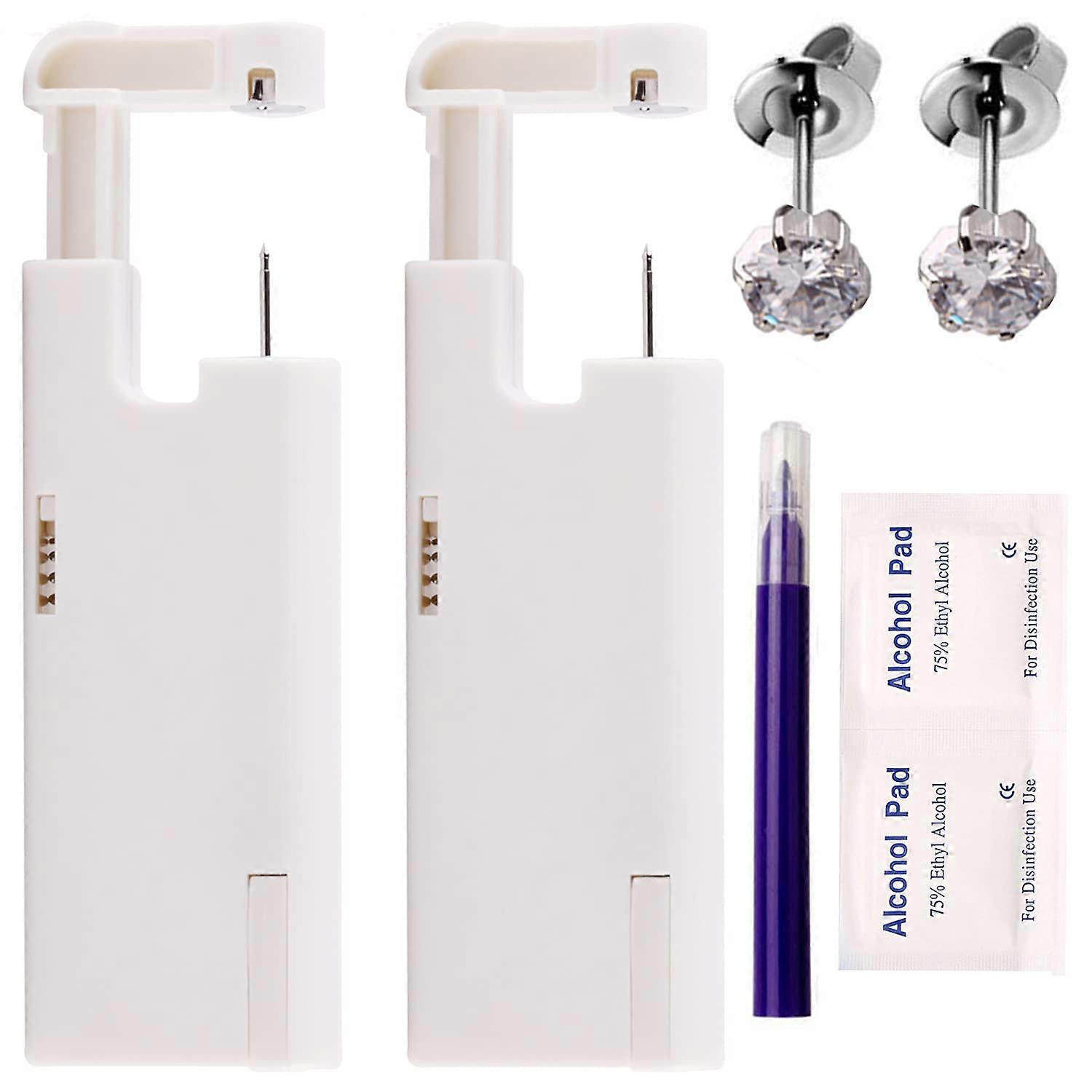 Ear Piercing Gun SpringDriven Single Use Kit with Preloaded Silver Studs 4mm 5mm for Home