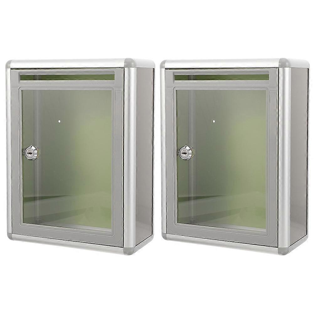 2 Pcs Code Locking Transparent Mailbox Office 28.50X21.50X10.50CM Grey