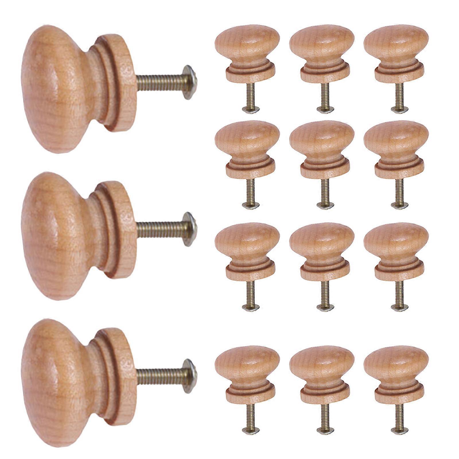 Drawer Knobs Mushroom Pull Handle Wooden Handle for Home Decor 15Pcs