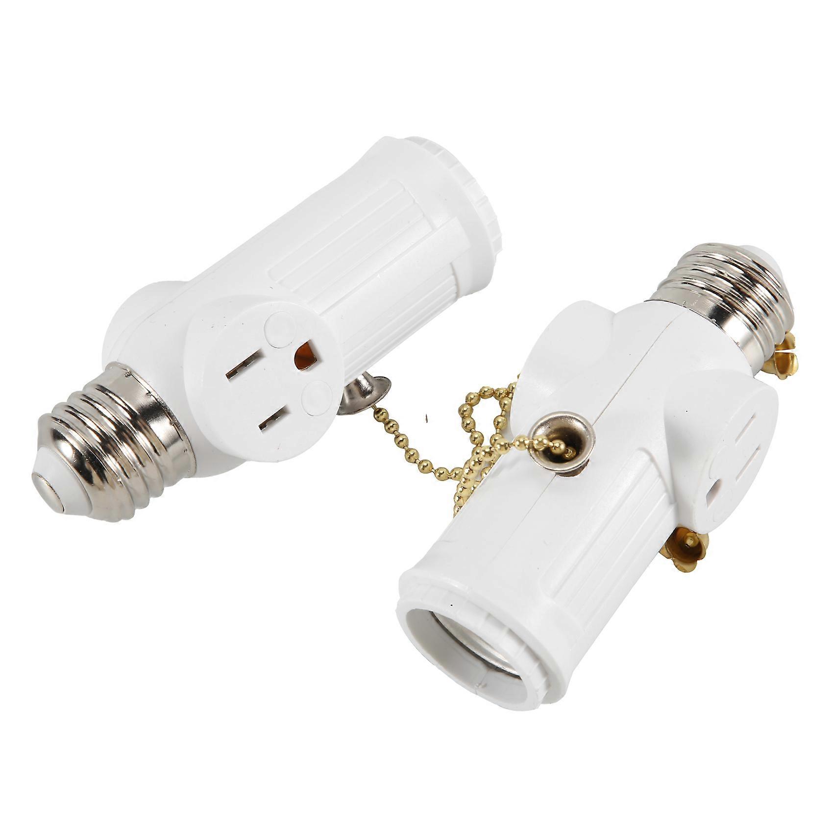2 Pcs Light Socket to Plug Adapter,E26/E27 Light Bulb Outlet Socket Adapter,Sockets Support 3 Prongs Light Plug US Plug