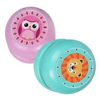 2 Stück hölzernes Jo-Jo-Spielzeug Schönes Cartoon-Tiermuster Jojo-Spielzeug-Ball-Spielzeug für Kinder Kinder (zufälliger Stil)