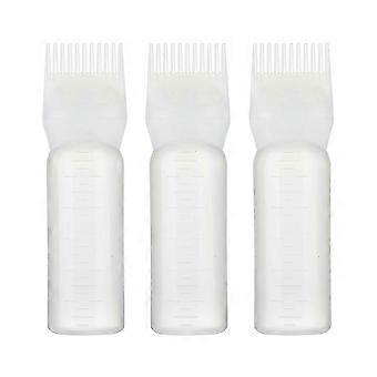 Botella de tinte para el cabello con peine aplicador blanco para peinar el cabello (juego de 3 piezas)