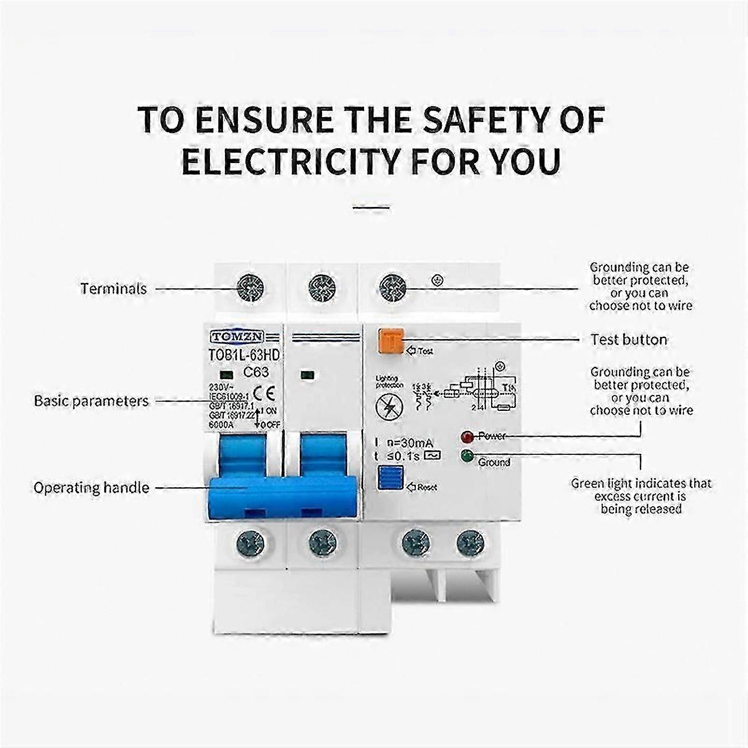 Residual Current Circuit Breaker Main Switch with Protector 25A
