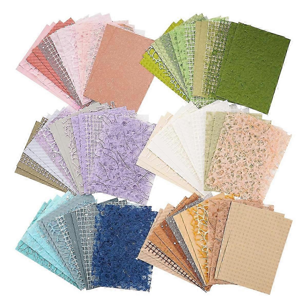 96 Sheets Textured Scrapbook Paper and Mesh Fabric Assorted Set