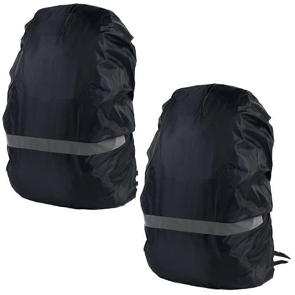 2Pcs Waterproof Backpack Rain Covers Reflective Stripe Backpack Covers (M)