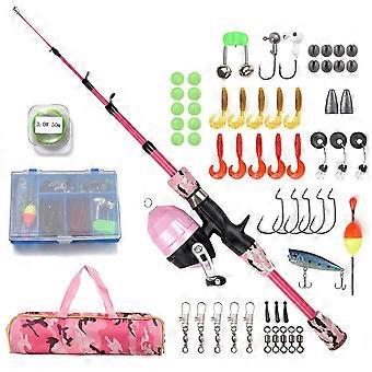 Kinder Angelrute und Rolle Combo Full Kit 1,2 m / 1,5 m Teleskop-Casting-Rutenstange mit Spincast-Rolle und