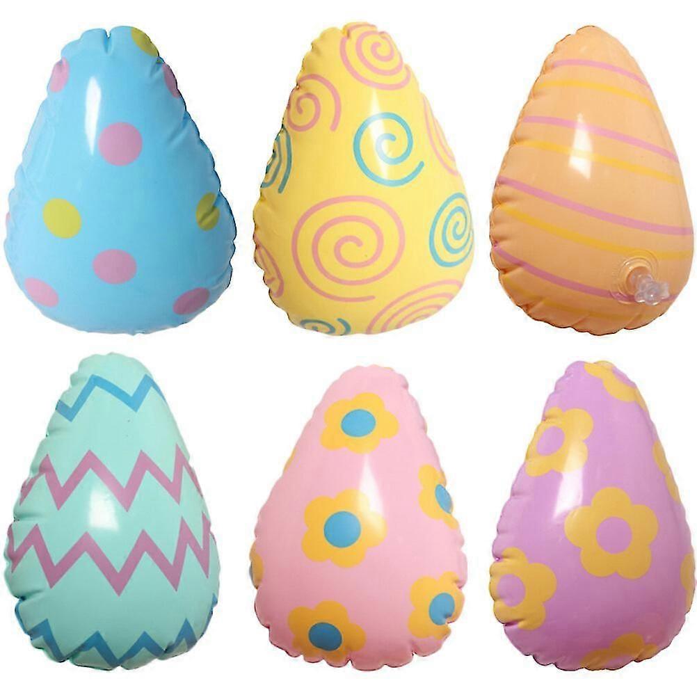 6Pcs Easter Inflatable Egg Balls Colored Easter Balloons Easter Party PVC Balls Easter Balloon Decorations