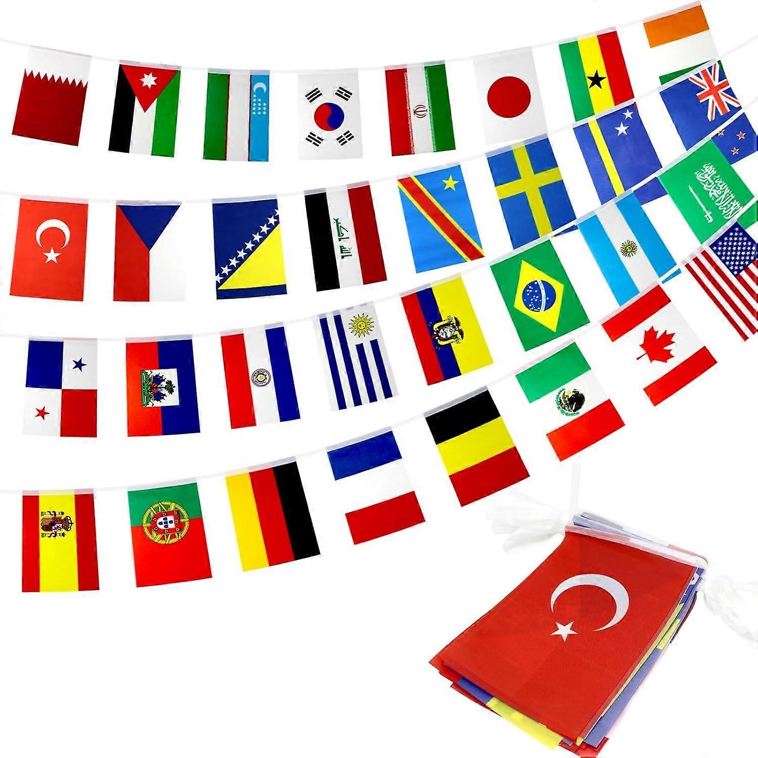 2 PCS 48 Countries String Flags, International Flags Bunting Banner, World Flags
