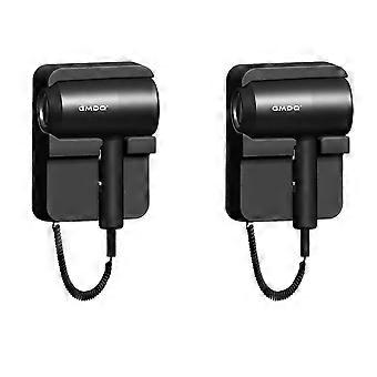 2X GMDQ Hot&Cold Wind Blow Hair Dryer Electric Wall Mount Negative Ion Blower with USB Bracket Black EU Plug