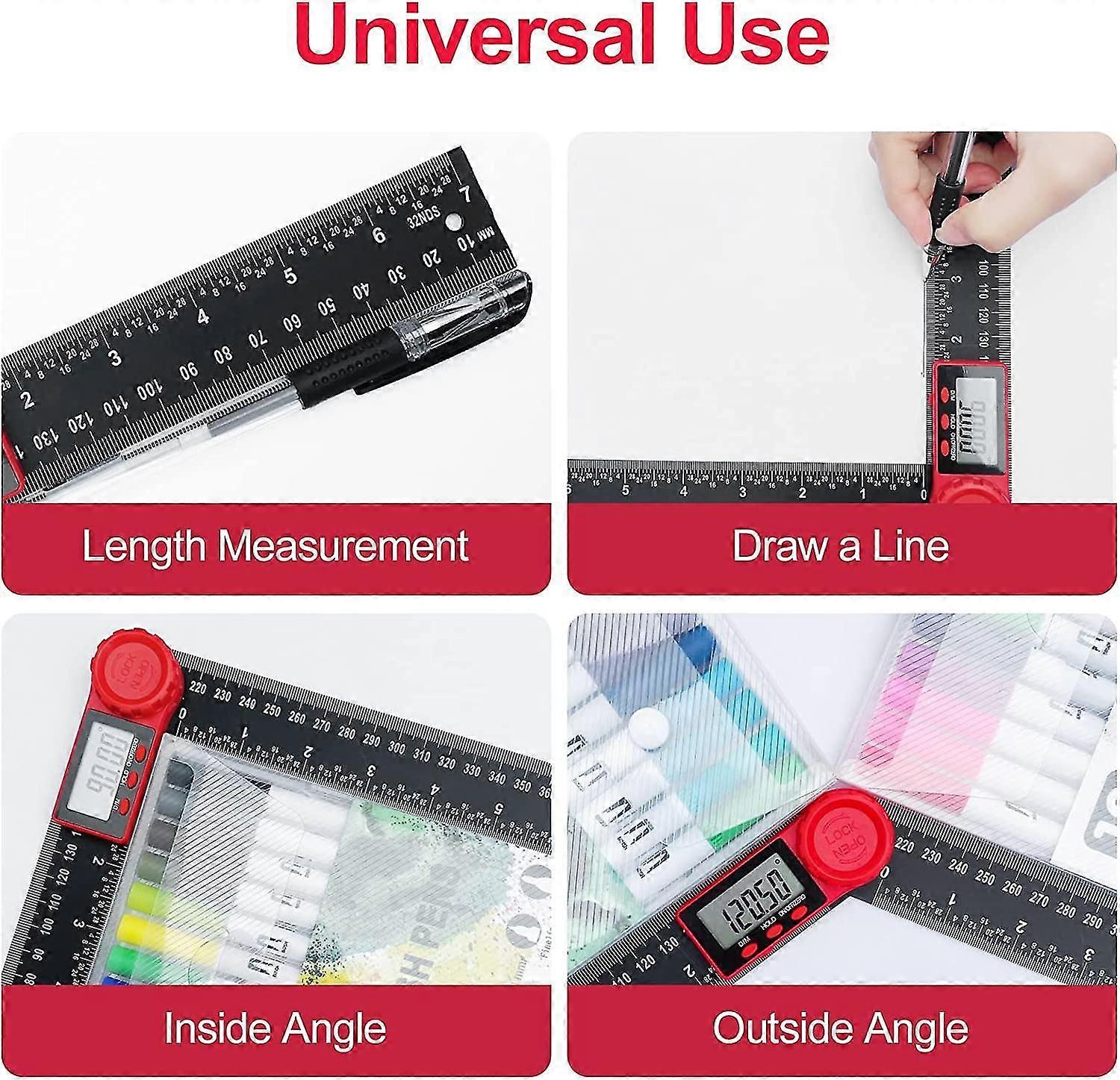 360 Degree Dual Scale Digital Angle Protractor,200mm Angle Ruler With Lcd Display And Lock Function