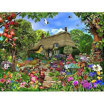 Quebra-cabeças de jardim de casa de campo com telhado de palha FSX-032