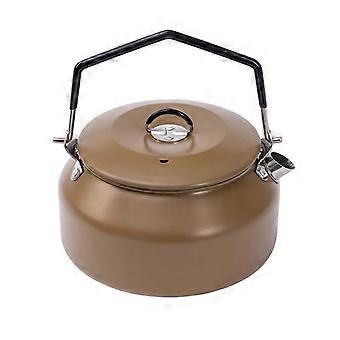 1L Stainless Steel Kettle Camping Stovetop Teapot with Folding Handle Outdoor Water Jugs Bottle Hiking Kitchen Tableware Khaki