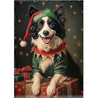 Christmas Elf Collie Jigsaw Puzzle - Fun X-mas Holiday Puzzles for Pet-Loving Family in Christmas SQZ713