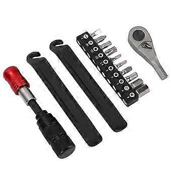 Bicycle Repair Ratchet Socket Wrench Set 2 Way Adjustment with 10 Bits Rustproof Metal Tool Kit