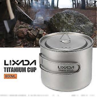 900ml Titanium Camping Cup Lightweight Durable Design with Long Handle for Outdoor Cooking Hiking and Survival Compact and Corrosion-Resistan 26-27