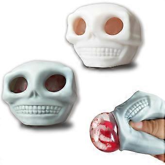 ZHEBAG Adult Halloween Stress Balls - Squeeze Skull Toys With Blood and Maggots, Fidget Toys, Halloween Prank (2 Pack)