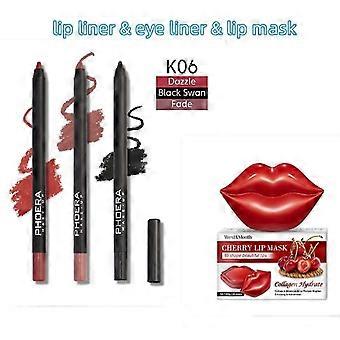 Phoera 3 Pc Velvet Matte Lipliner Pencil Sets Waterproof Lasting Eye Liner Pencil Lip Mask Lip Care Beauty Makeup Cosmetic Tslm1