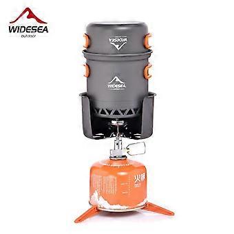 Widesea Camping Cooking Set Backpack Gas Burner Outdoor Cookware Stove Camping Kitchen Equipment Tourist Cooker Hiking Fishing  Portable Cooking Stove
