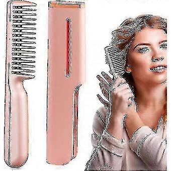 Portable 2-in-1 heated comb compatible with styling, straightening and curling, cordless, usable on dry or wet hair, rechargeable, high qualityWHBYV