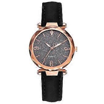 Ladies Fashion Watches Leather Casual Dresses Wrist Clocks with Crystals, Quartz Movement Simple Style Stainless Steel Mesh Belt