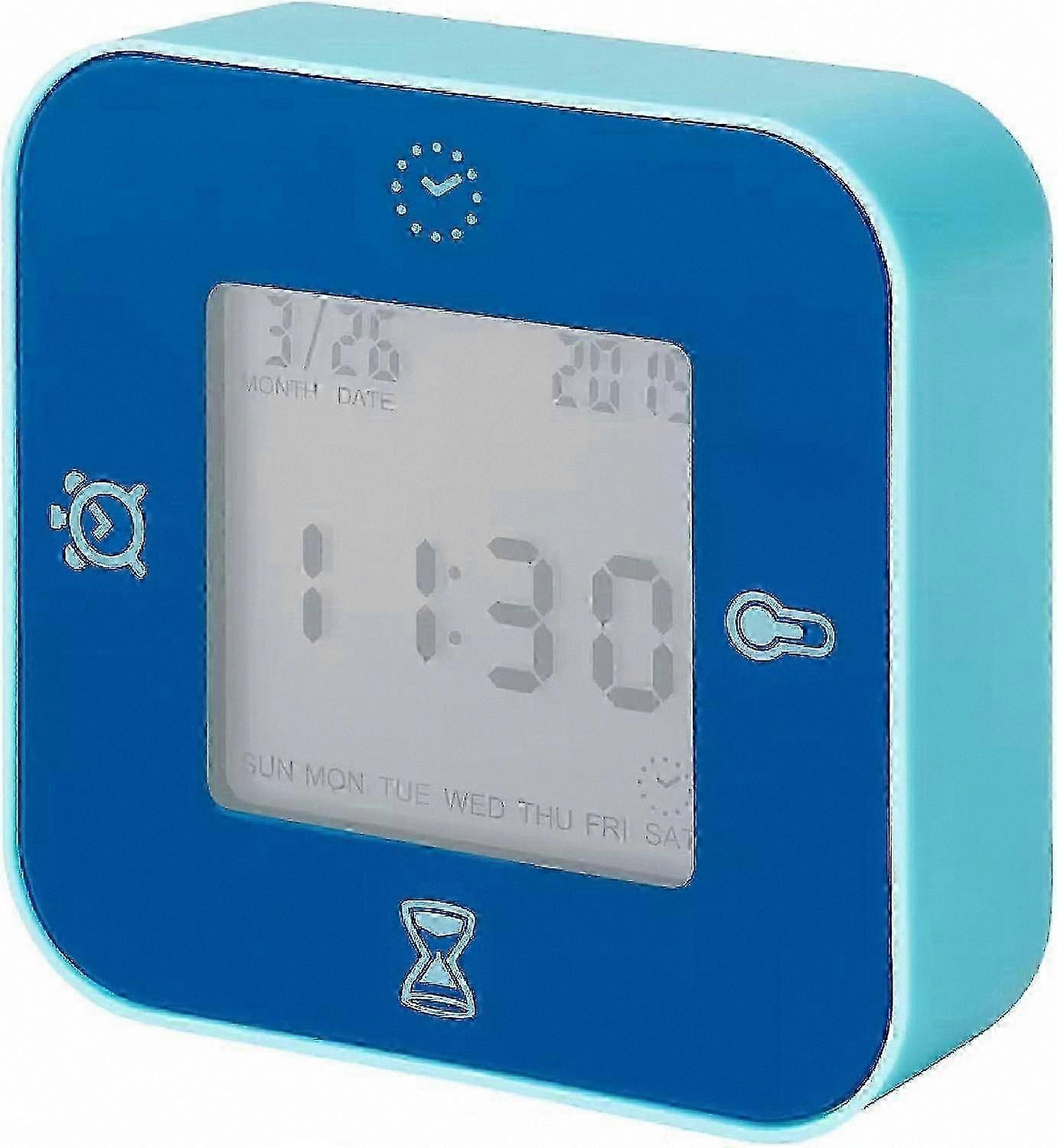 White Desk Clock with Clock, Thermometer, Alarm, and Timer Functions