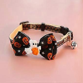Halloween Pumpkin Ghost Hat Pet Collar for Small Cat Dog with Safety Buckle Necklace Happy 2024 Halloween Day Party Decor