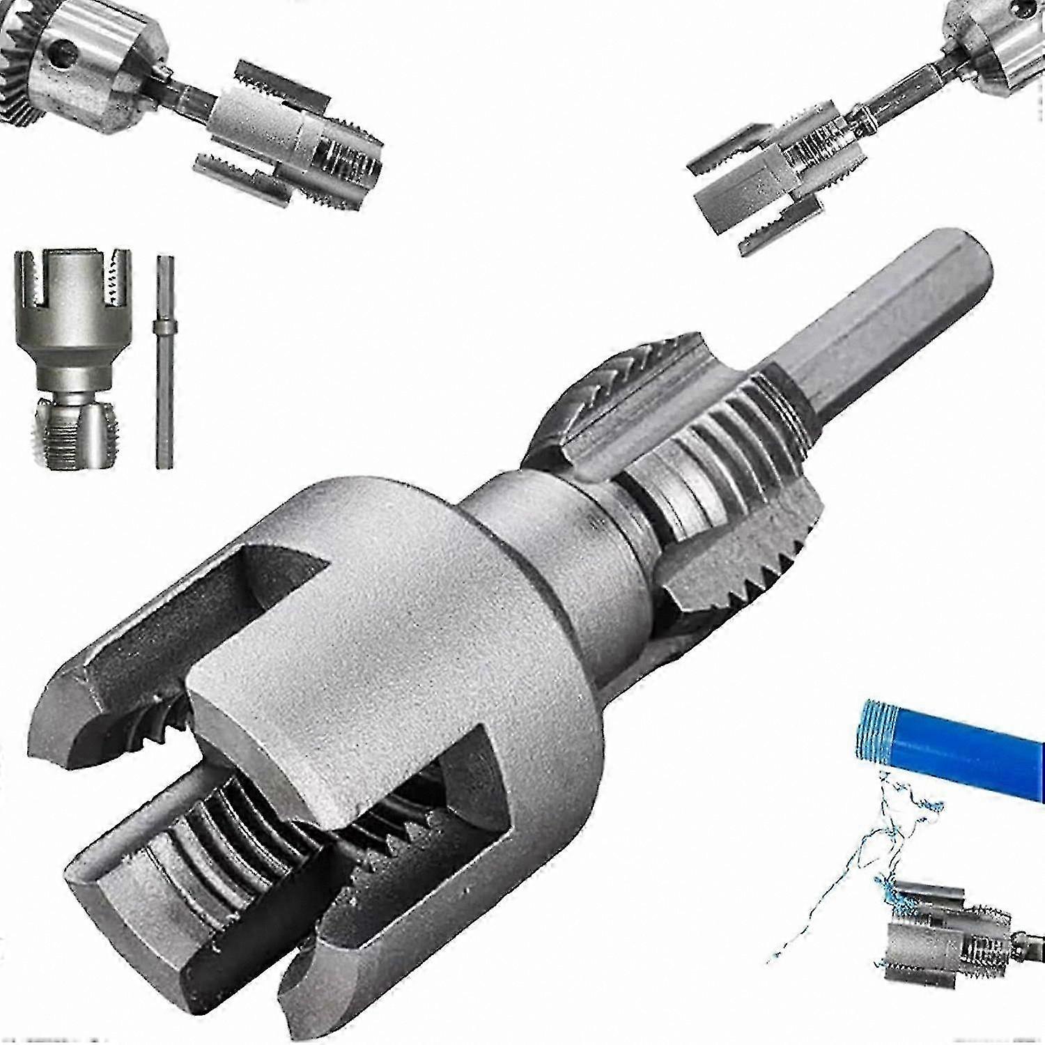 Drill-Driven Pipe Threading Tool