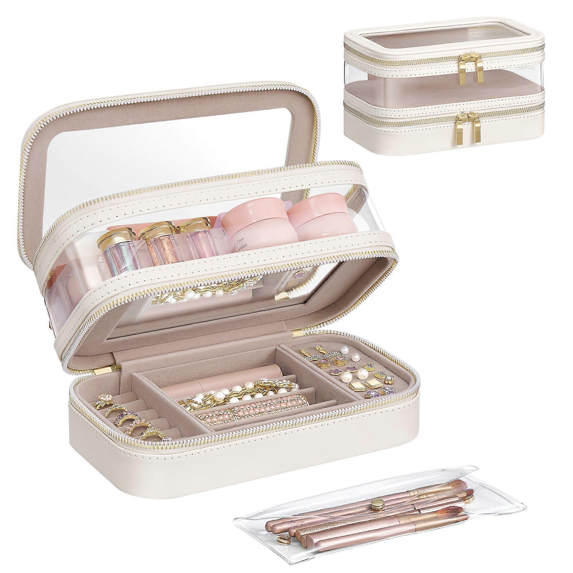 Makeup Bag with Mirror 8.7"L x 4.7"W x 4.7"H