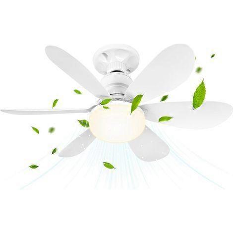 Ceiling Fan with Light and Remote Control, 52CM 40W Small Dimmable LED Fan with E27 Socket