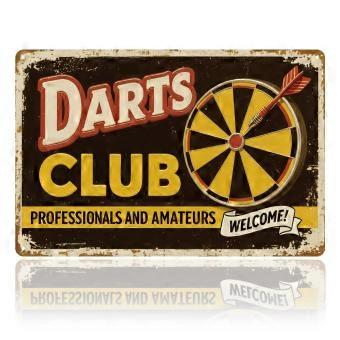 Darts Club vintage metalen tinnen bord, 20 x 30 cm