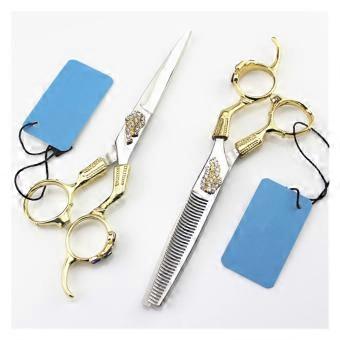 6 Inch Professional Hair Cutting Scissors Set, Vintage Gold Hairdressing Shears with Sharp Precision Blades