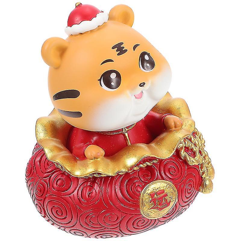 8X7x6cm Fortune Prosperity Posters, Prints, & Visual Artwork 1pc Cartoon Tiger Ornament Resin Tiger