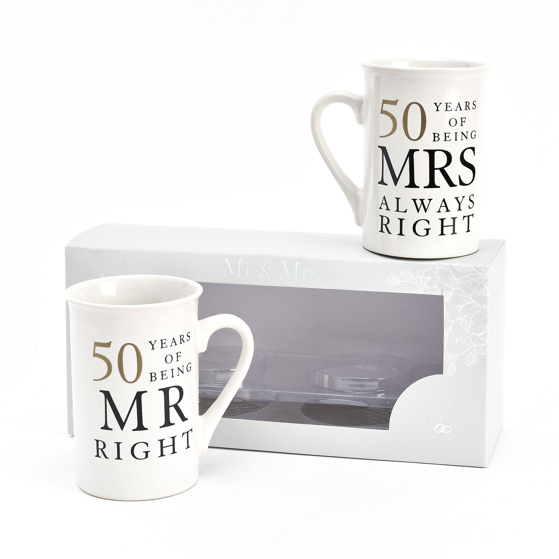 Widdop 50th Anniversary Mr and Mrs Right Mugs