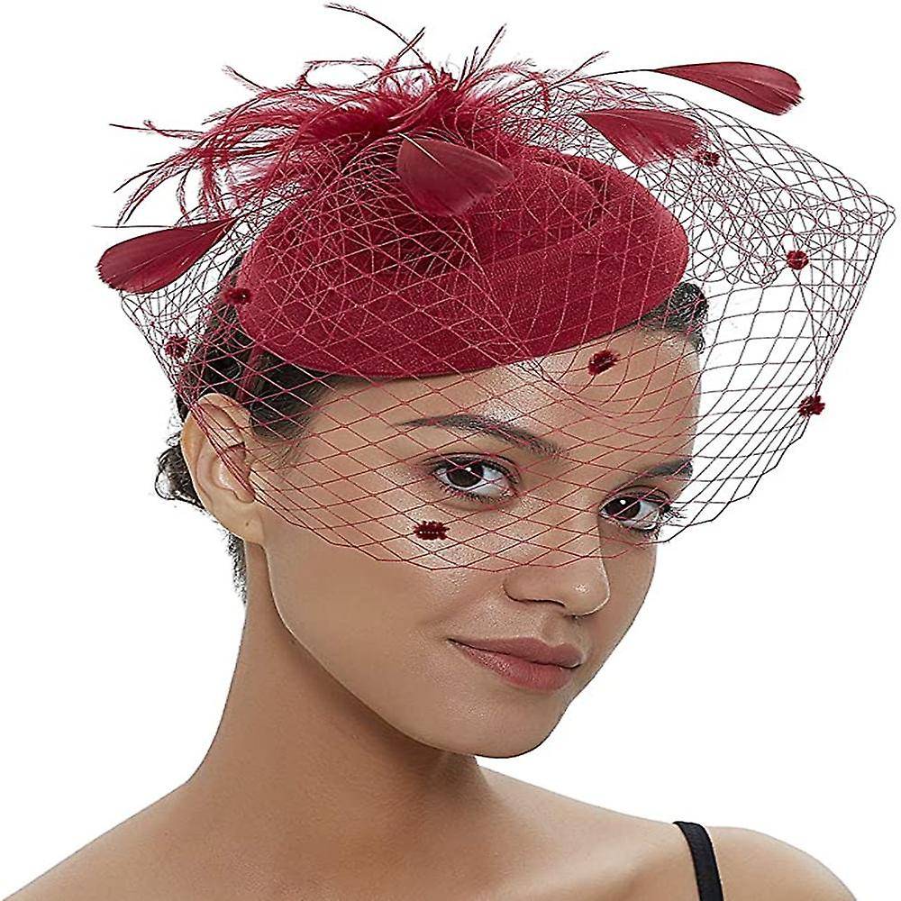 Ladies Fascinator Hat with Veil,   Headband with Clip Kentucky Derby Cocktail Tea Party Headwear for