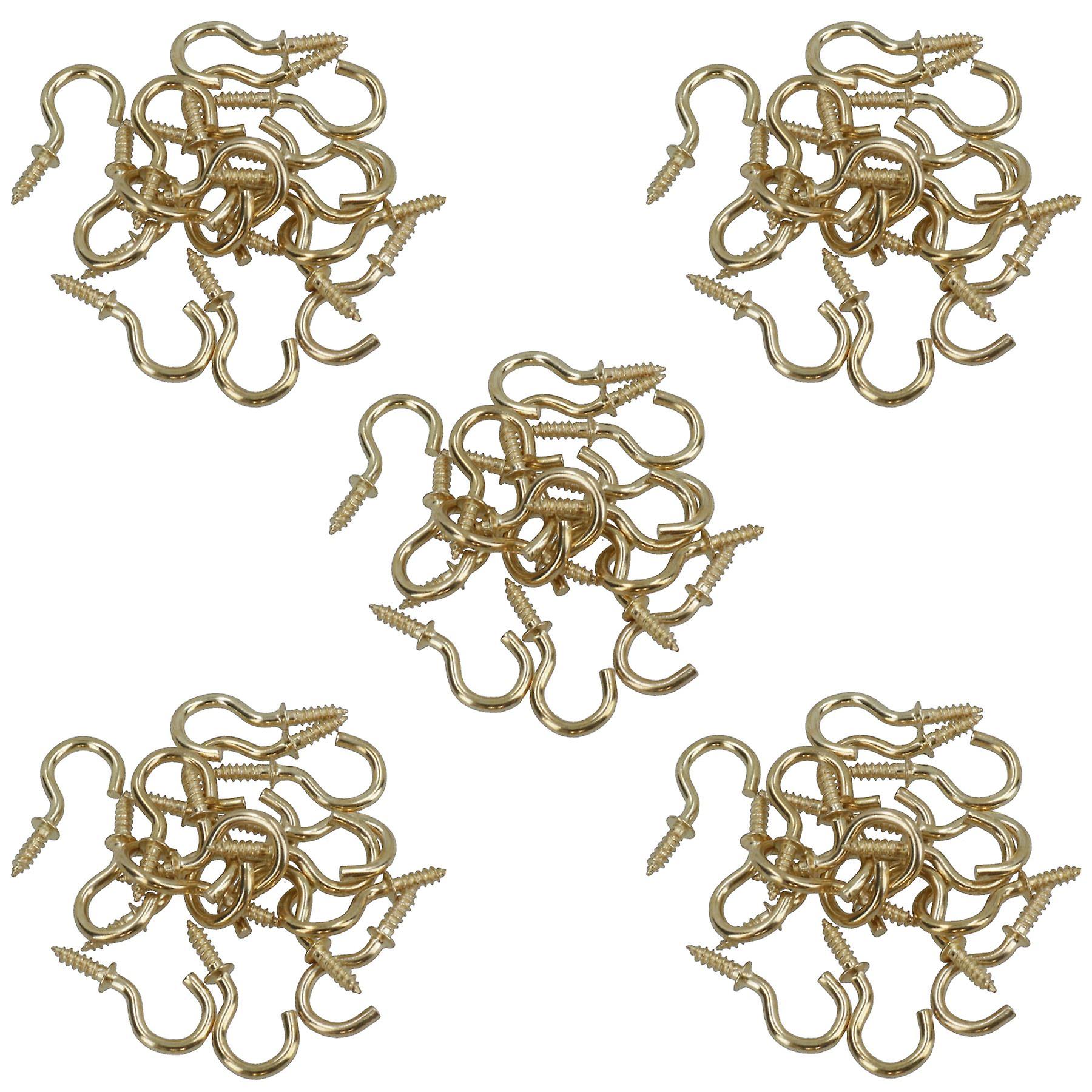 Shouldered Screw Hooks Fasteners Hanger Brass Plated 8mm Dia 16mm Length 85pc